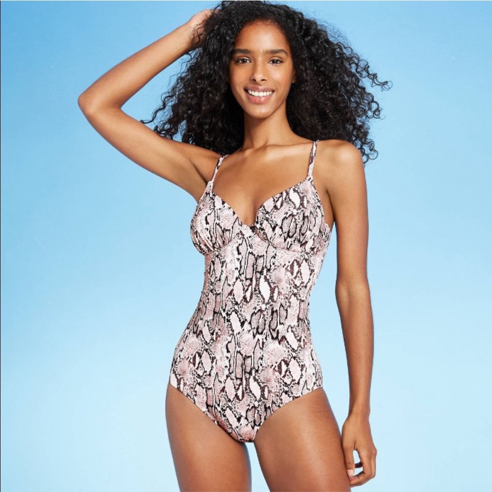 One piece snake print swim suit